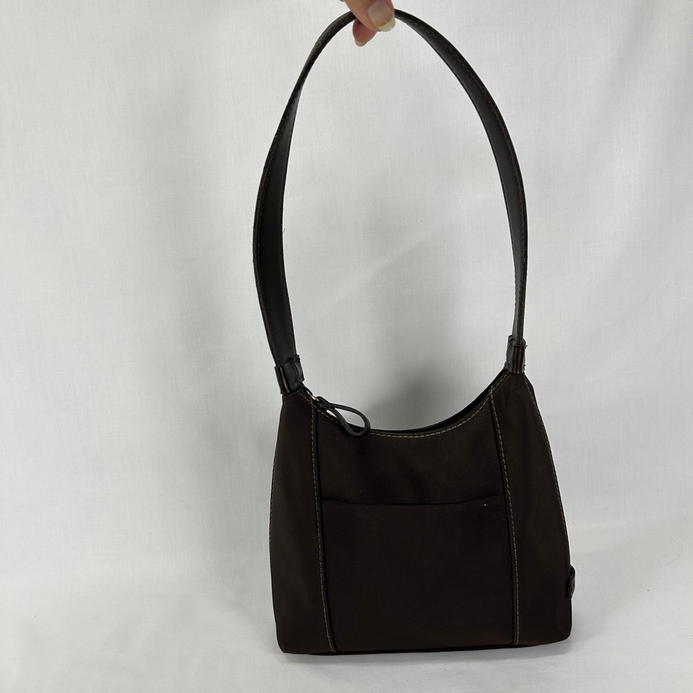 Nine West Brown Nylon Y2K Minimalist Shoulder Bag Small Handbag Purse
